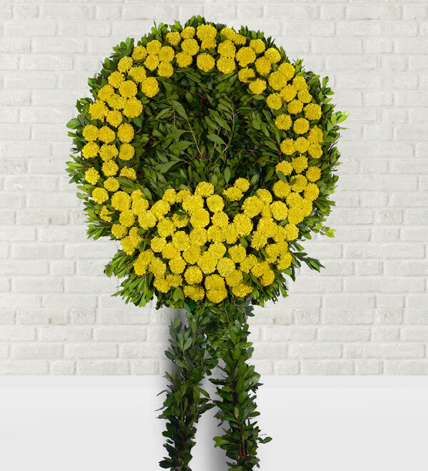 Sarı çiçekli cenaze çelengi