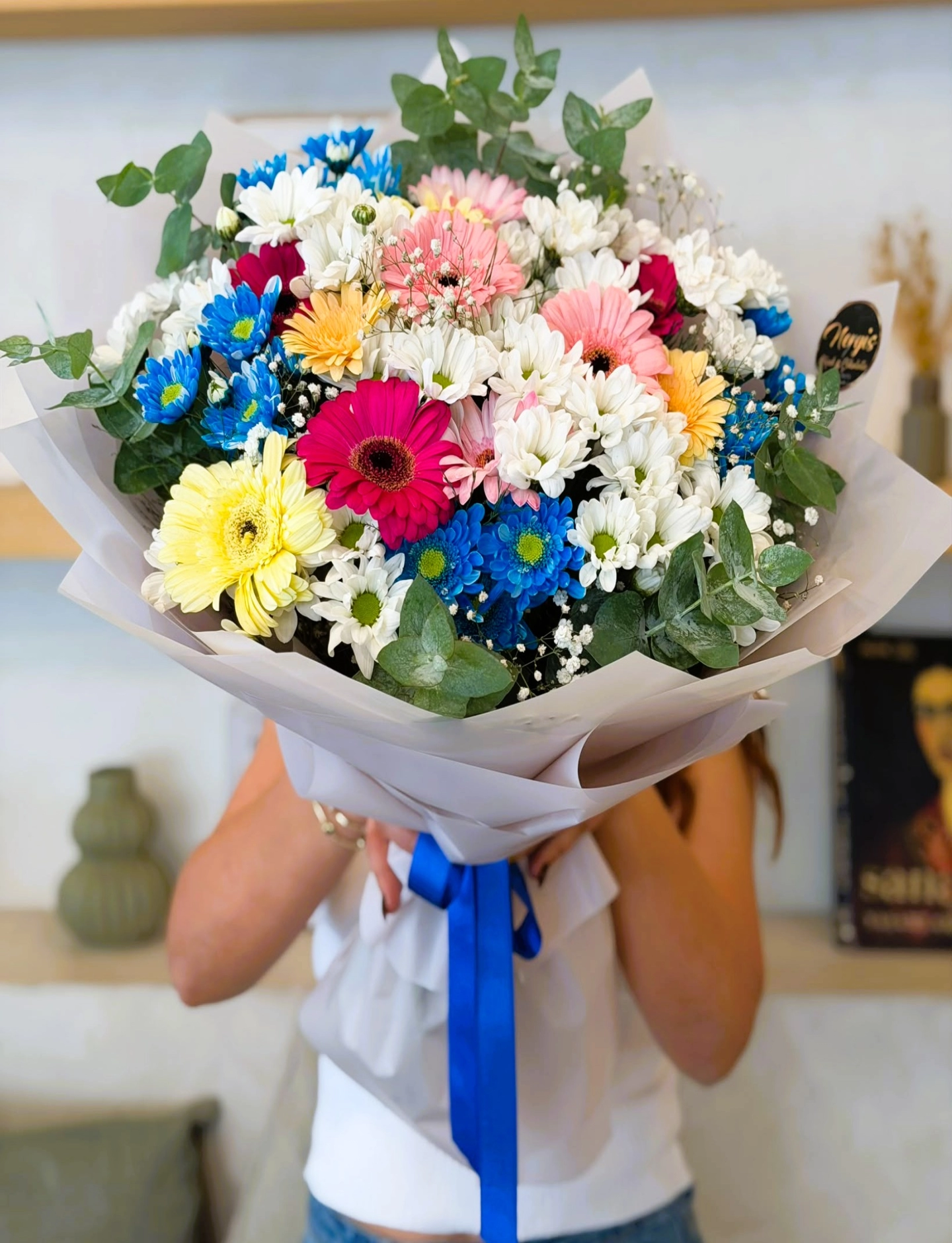 Renkli papatya ve gerbera buketi