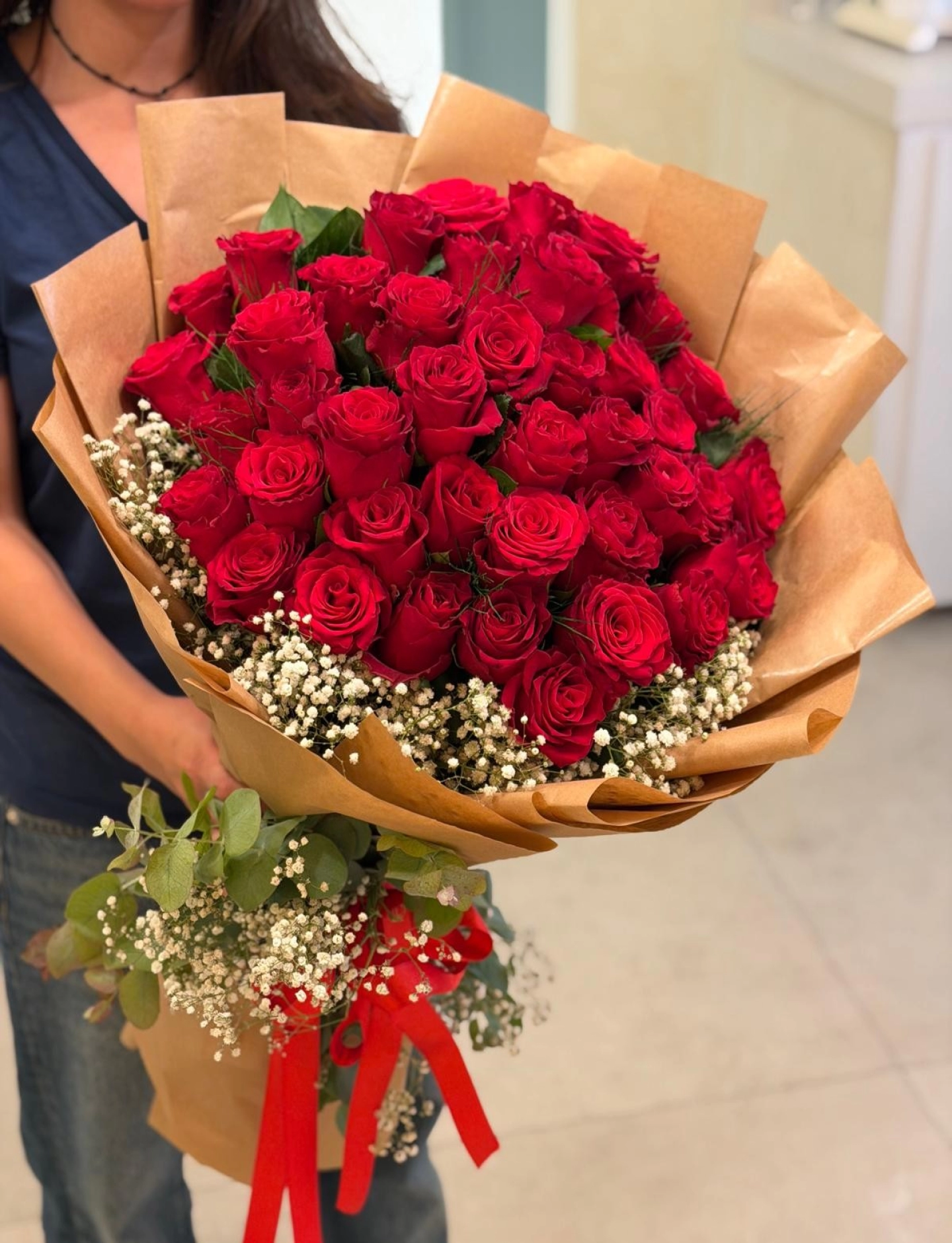 Kırmızı gül buketi 41 li