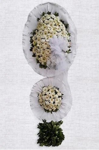 2 katlı beyaz Büyük Çelenk