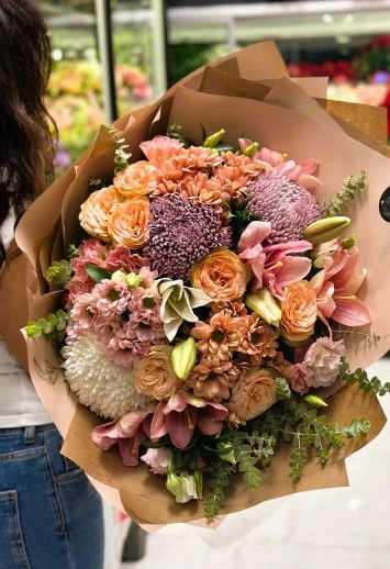 Elegance kahve naturel buket