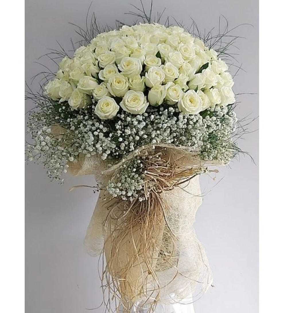 101 Beyaz Gül Buketi